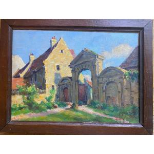 Géo Lefèvre Entrance To Old Farm Near Caen Normandy Oil On Panel 1920