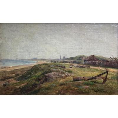 André Giroux « courseulles Sur Mer , Beach (normandy) » Oil / See, Landscape