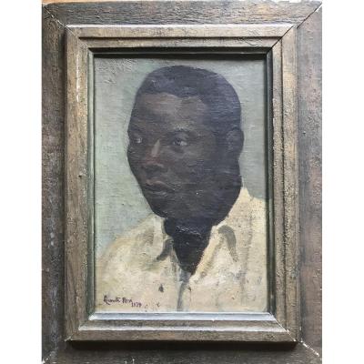 René Lecomte Portrait Of A Black Man 1937 Colonial Exhibition Oil On Canvas Africa 