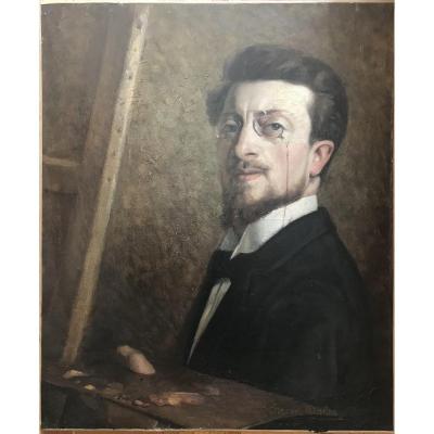Jules Alfred HervÉ MathÉ (1868-1953) Selfportrait Oil On Canvas Around 1898-1900 Le Mans Sarthe