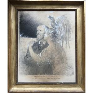 Charles Léandre Charcoal Portrait 1921 Paul Déroulède ardent Patriot » / Nationalism - Leandre 