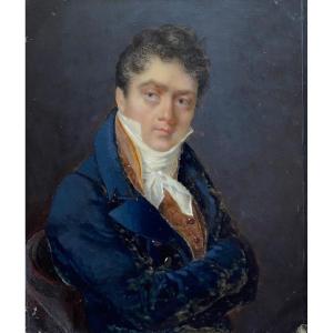 French School Around 1800 Portrait Of The Actor Talma Of The Miniature French Comedy