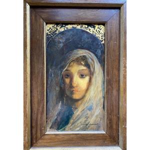 Carolus Lemeunier Portrait Of Oriental Oil 1900 Villecresnes Orientalism Normandy