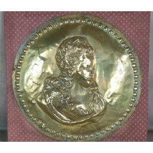 Golden Copper Portrait Plate Marie-antoinette Of Austria 1780
