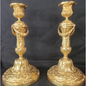 Pair Of Louis Philippe Period Gilt Bronze Candlesticks