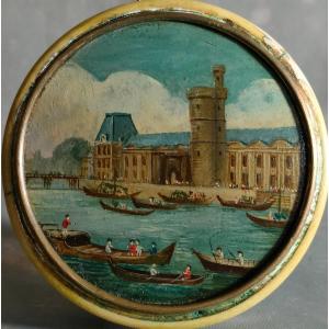 Snuff Box 18th Century Louvre View Of The Seine, Tower