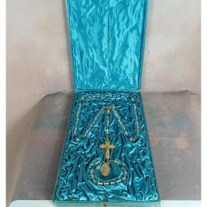 1st Communion Set Rosary And Decade Rosary In Solid Silver Vermeil