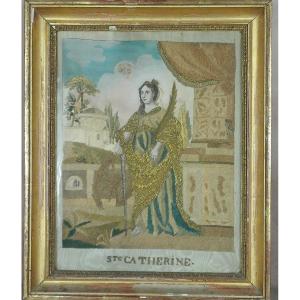  Holy Image Silk And Embroidery Tapestry St. Catherine