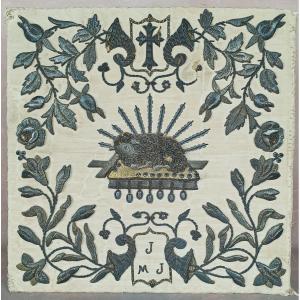 Liturgical Pale, Silver Thread Embroidery, Paschal Lamb