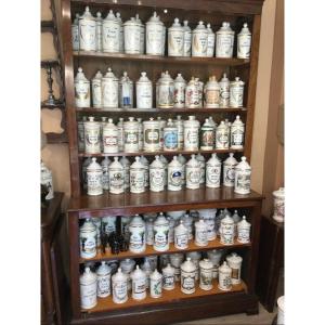Collection Of Old Porcelain Pharmacy Jars