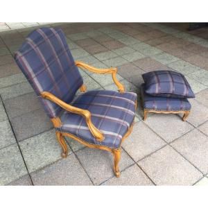 Comfortable Armchair And Footrest In Regency-louis XV Style