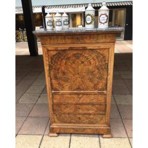 A Louis-philippe Period Straight Secretary In Walnut And Burl Walnut
