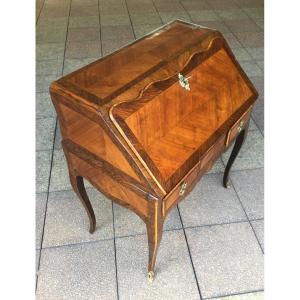 A Small Louis XV Sloping Desk In Marquetry. 