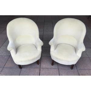 A Pair Of Very Comfortable Wingback Or Fireside Armchairs.