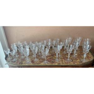 A Set Of Cut Crystal Glasses