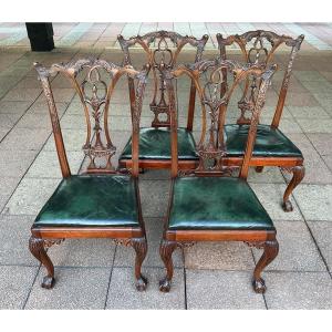 Four Chippendale Style Chairs.
