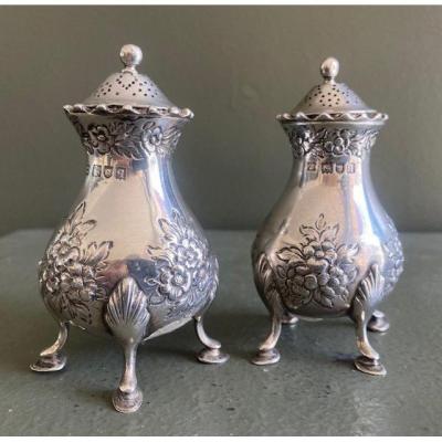 Silver Salt And Pepper Shakers.