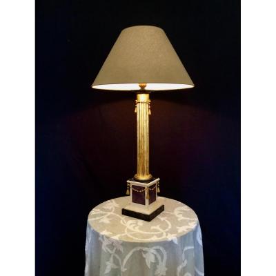 Golden Wood Lamp In Column