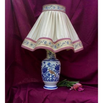 Earthenware Lamp Painted In The Style Chinoiseries From The Middle XX Eme
