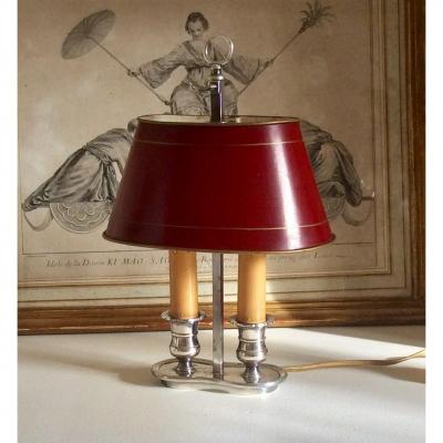 Hot Water Bottle Lamp Two Lights In Silver Metal. Early Twentieth