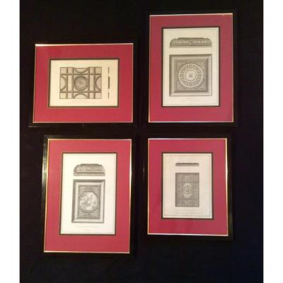 Suite Of 4 Ornamental Engravings From XVIII Eme, By W.kent