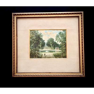 Gouache Drawing From The Grand Canal In Versailles End Of The XIXth