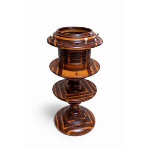 Turned Wooden Yarn Holder - Folk Art - 19th Century