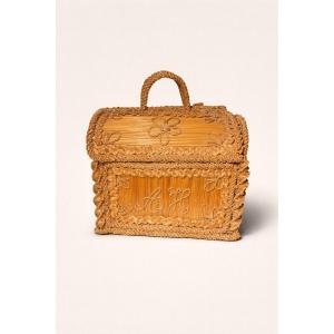 Straw Sewing Box - Folk Art - 19th Century