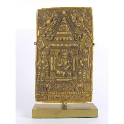 Votive Plaque In Bone - Tibet, 18th Century