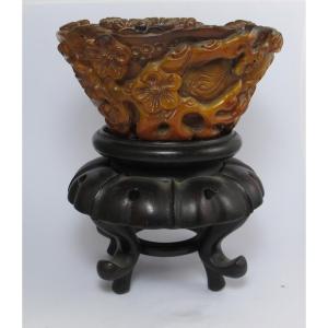 Coupe Libatoire En Corne Blonde