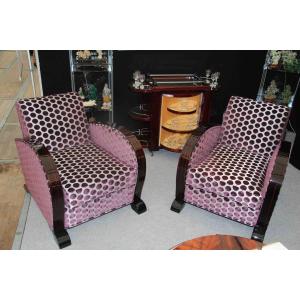 Art Deco Club Armchairs In Macassar Ebony