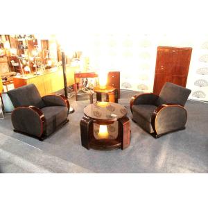 Pair Of Art Deco Club Armchairs In Macassar Ebony