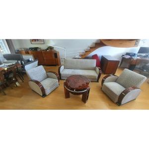 Art Deco Living Room Club Bolide Armchairs And Sofa In Rio Rosewood