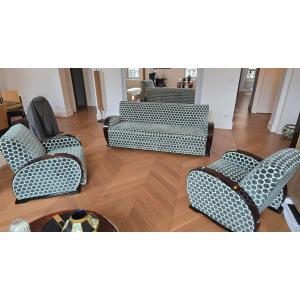 Living Room Armchairs, Art Deco Club Sofa In Macassar Ebony