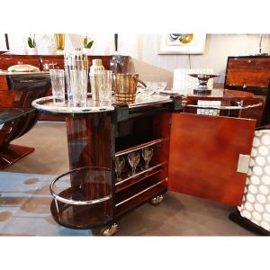 Art Deco Bar On Wheels In Macassar Ebony 