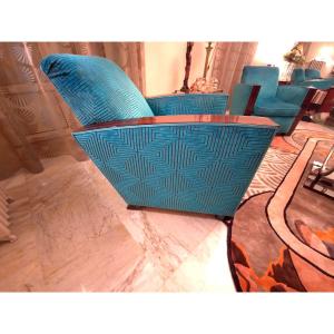 Art Deco Armchairs And Sofa In Ebony From Macassar