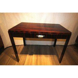 Flat Art Deco Desk In Macassar Ebony