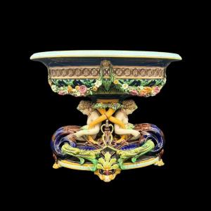 Large Sarreguemines Majolica Planter – Late 19th Century