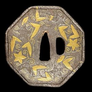 Iron Tsuba Maru-gata Decorated With Floral Wheels – Japan, Edo Period, 17th–18th Century