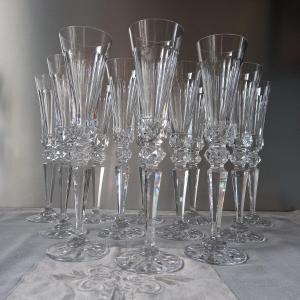 Set Of 12 Flutes Crystal Saint Louis - Excellence Model