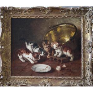 Painting By Brunel De Neuville - Cat And Mouse