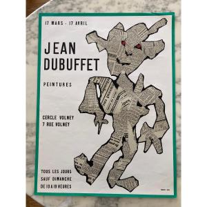 Poster Jean Dubuffet 1954 Cercle Volney By Mourlot