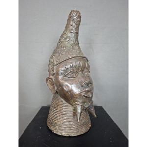 Kingdom Of Ife (nigeria) - Bronze Head Of A Dignitary - 37 Cm