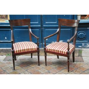 Pair Of Directory Armchairs, Consulate Stamped From Achard