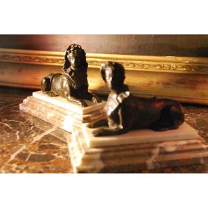 Pair Of Sphinges Paperweight D Regence Period Early XVIIIi