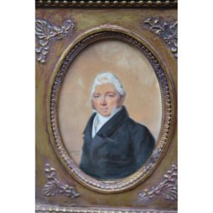 Gouache Portrait Of Man, Miniature Signed By Antoine Paul Vincent