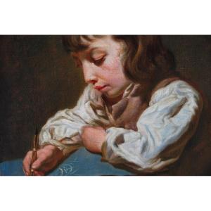 Greuze Follower Of; Portrait Of A Young Boy, Late XVIII