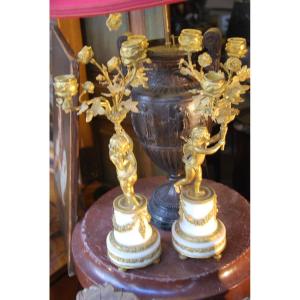 Paire De Bougeoirs Napoléon III  Putti