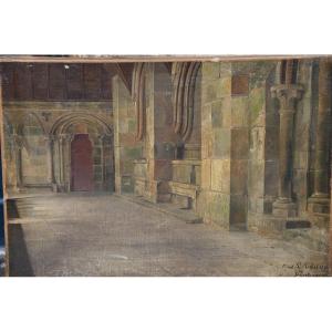 Le Mont Saint Michel Interior, Oil Signed De D 'entragues