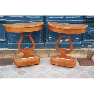 Pair Of Small Mahogany Consoles England